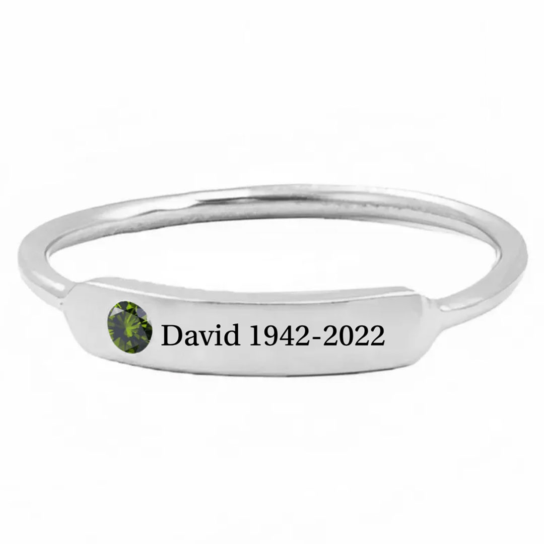 For Memorial-I'm a Wife to a Husband with Wings Personalized Birthstone, Name and Date Ring