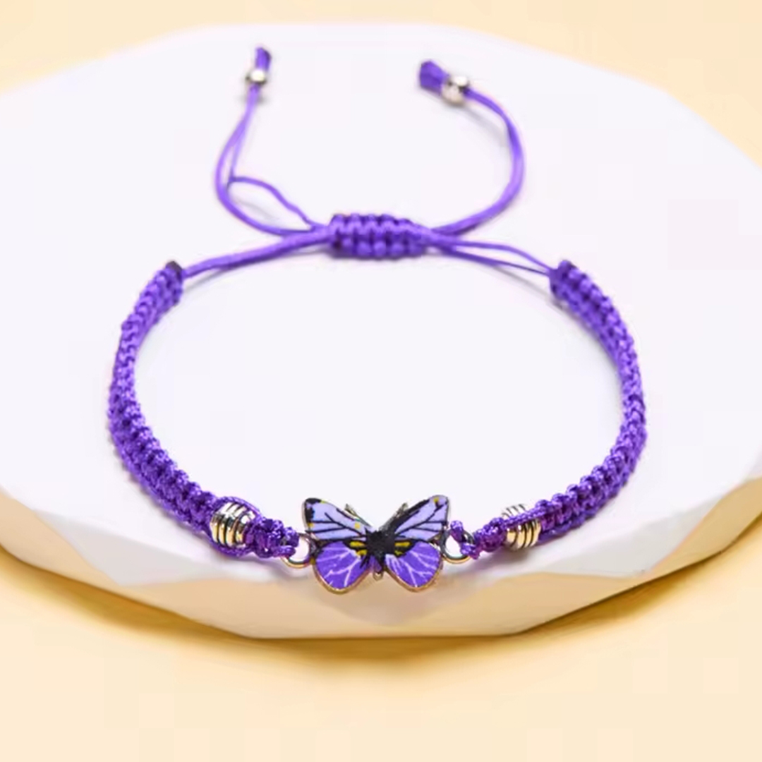 Alzheimer Dementia Awareness Purple Butterfly Bracelet
