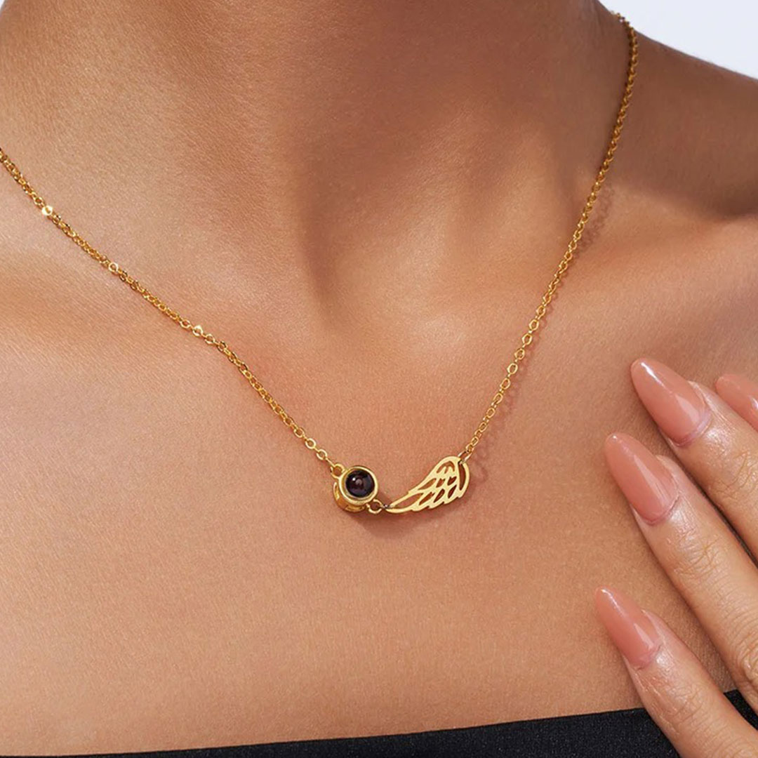 For Memorial - Wings projection photo custom necklace
