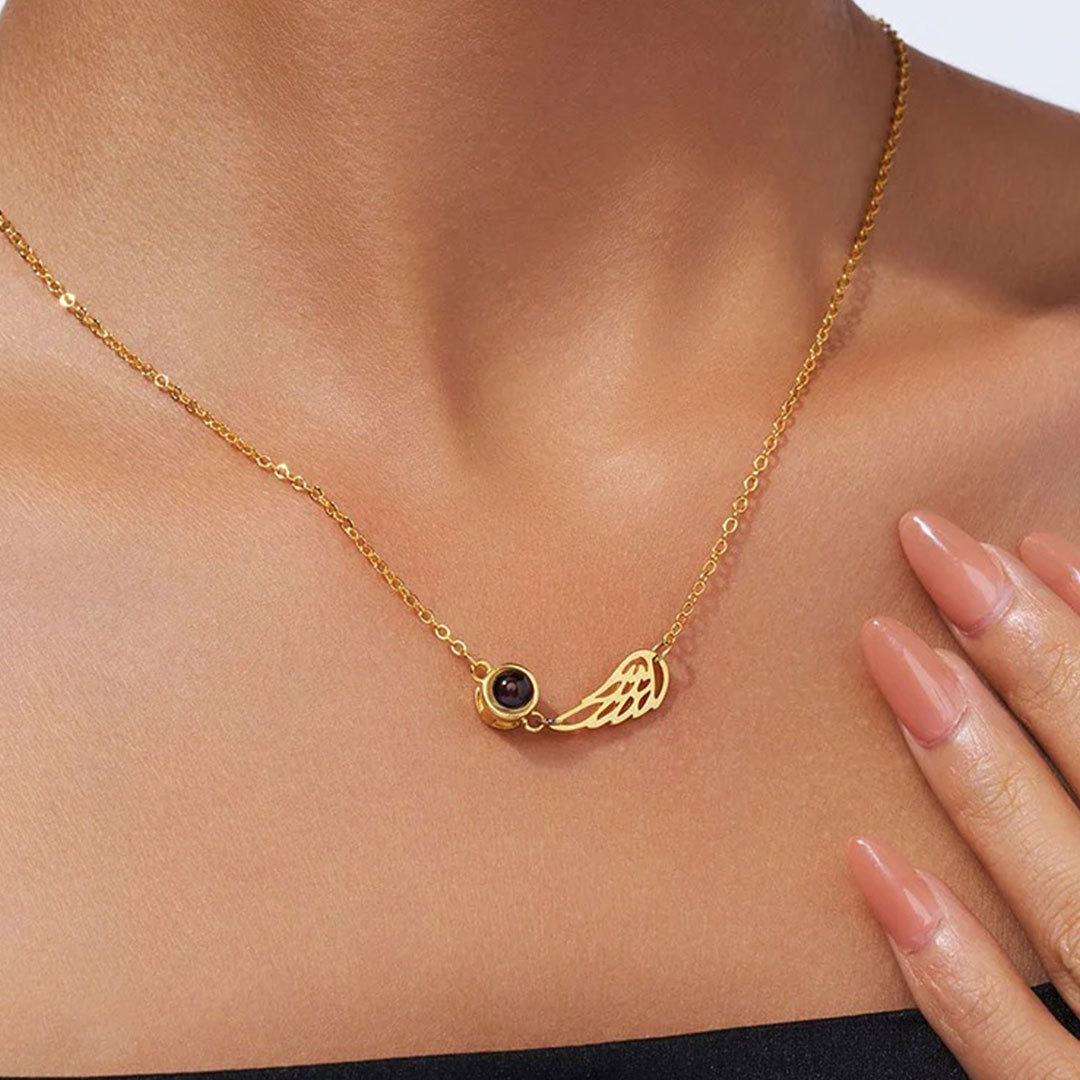 For Memorial - Wings projection photo custom necklace