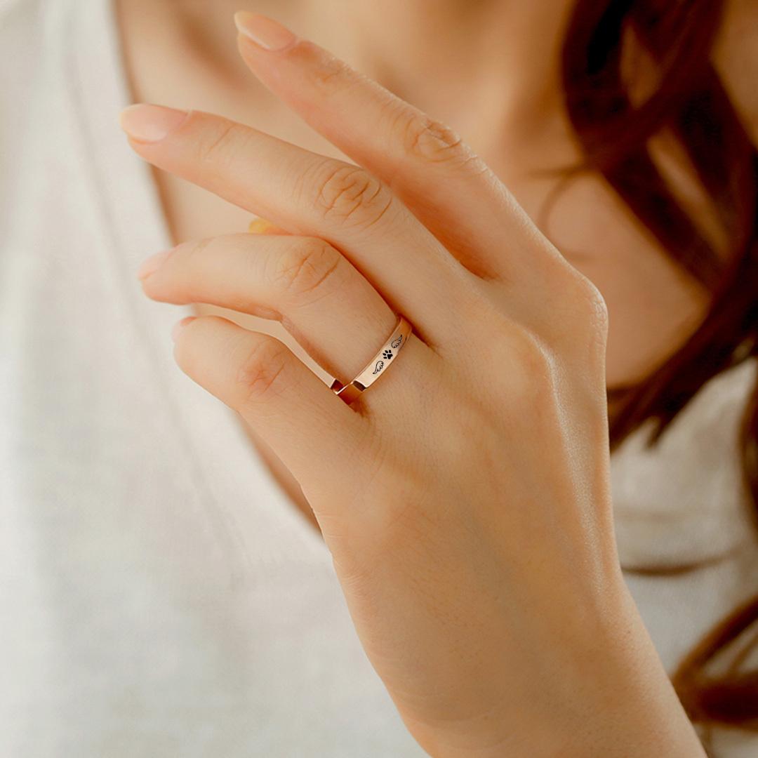 To My Furbaby in Heaven -Paw Print Wings Circle Ring