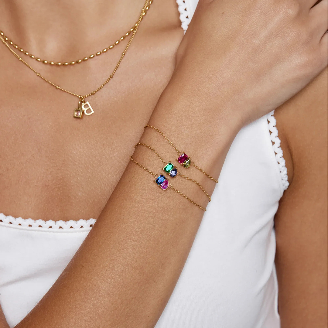 For Love -Irregular Two Birthstones Bracelet