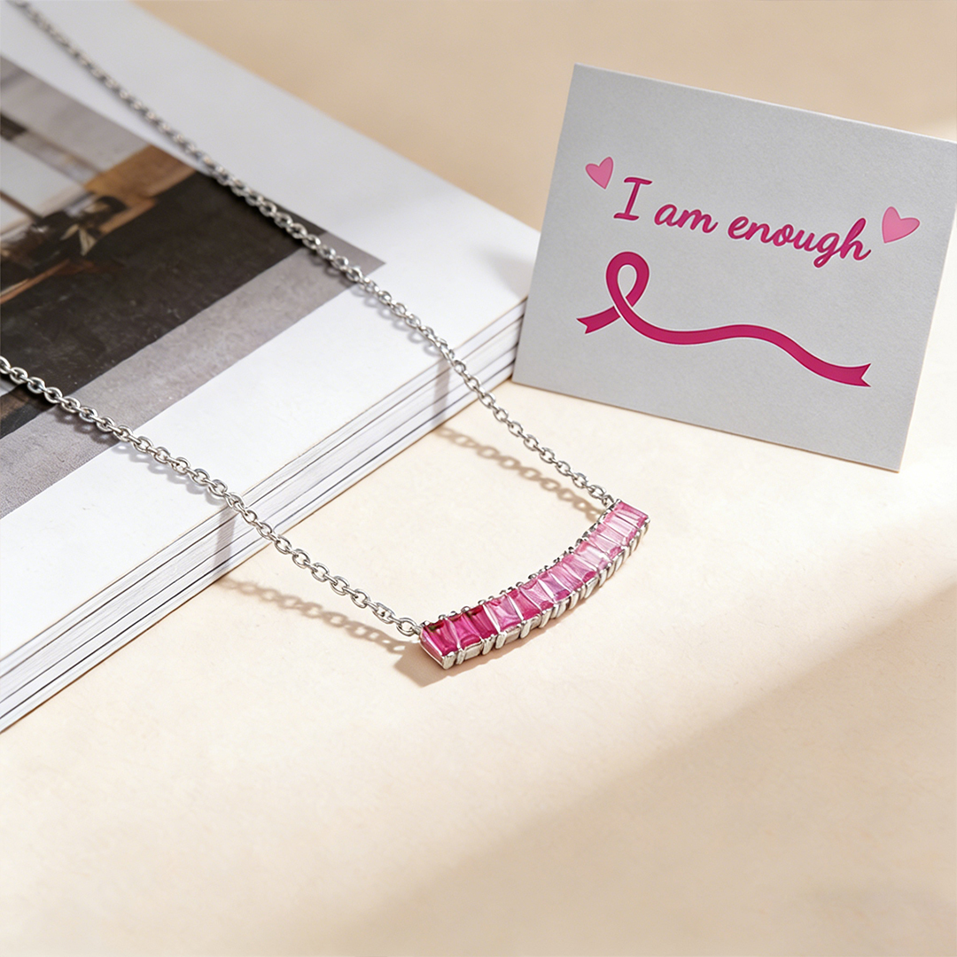 Breast Cancer Awareness-Pink Gradient Smiley Necklace