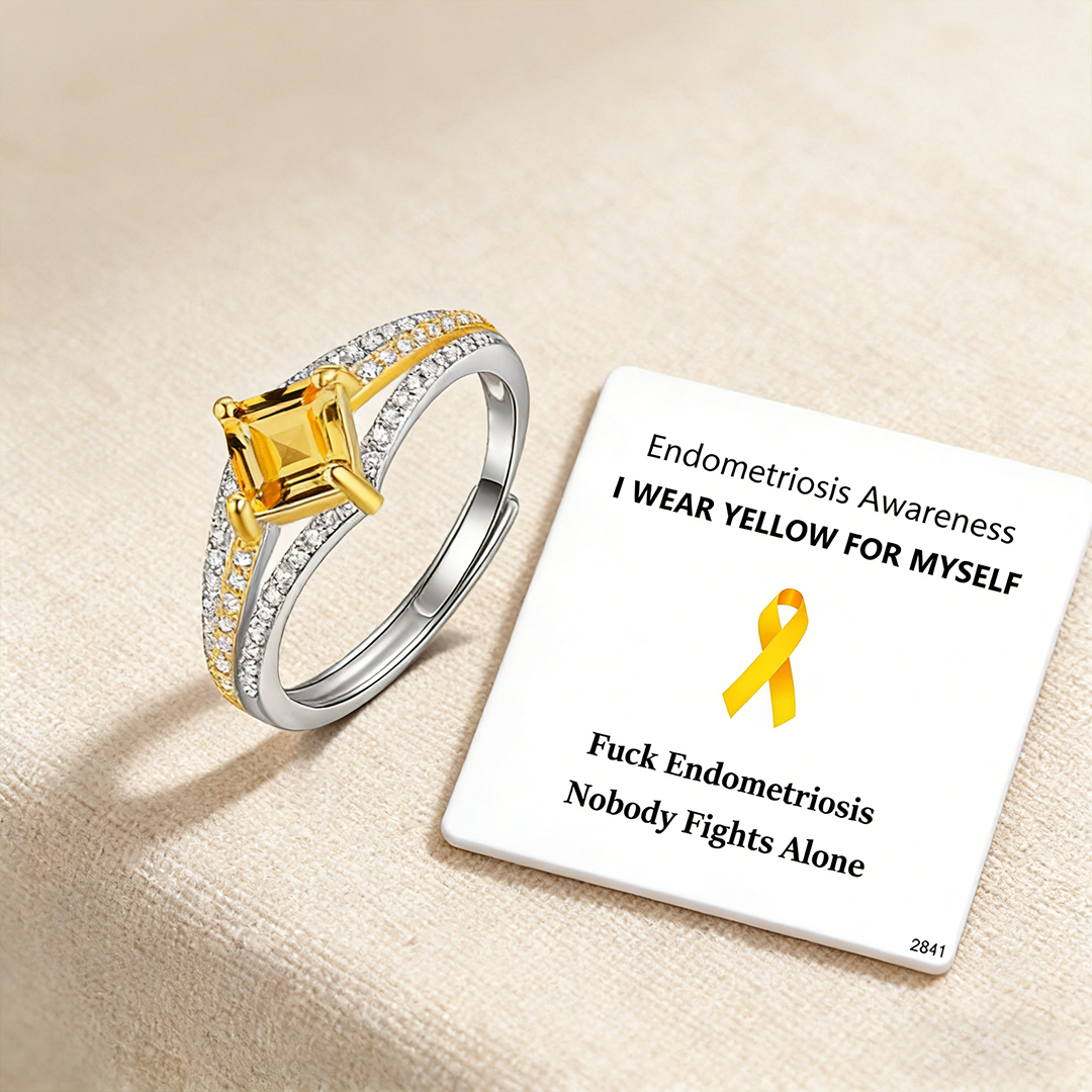 Endometriosis Awareness-Multi Layer Yellow Diamond Open Ring