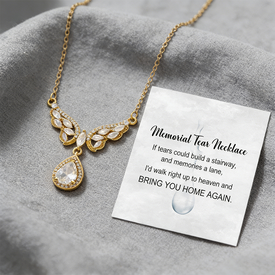 Wing Teardrop Pendant Necklace