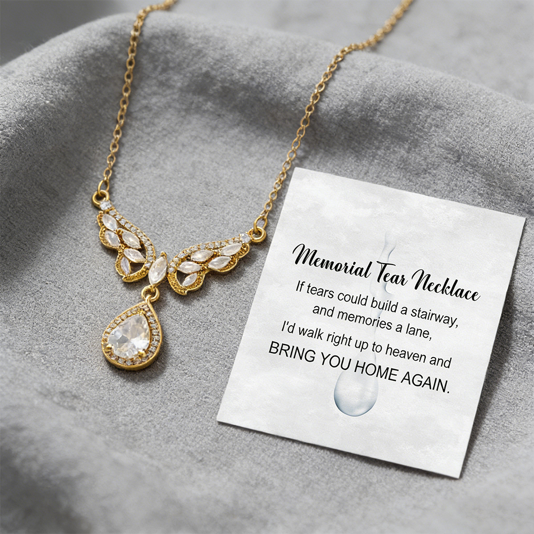 Wing Teardrop Pendant Necklace