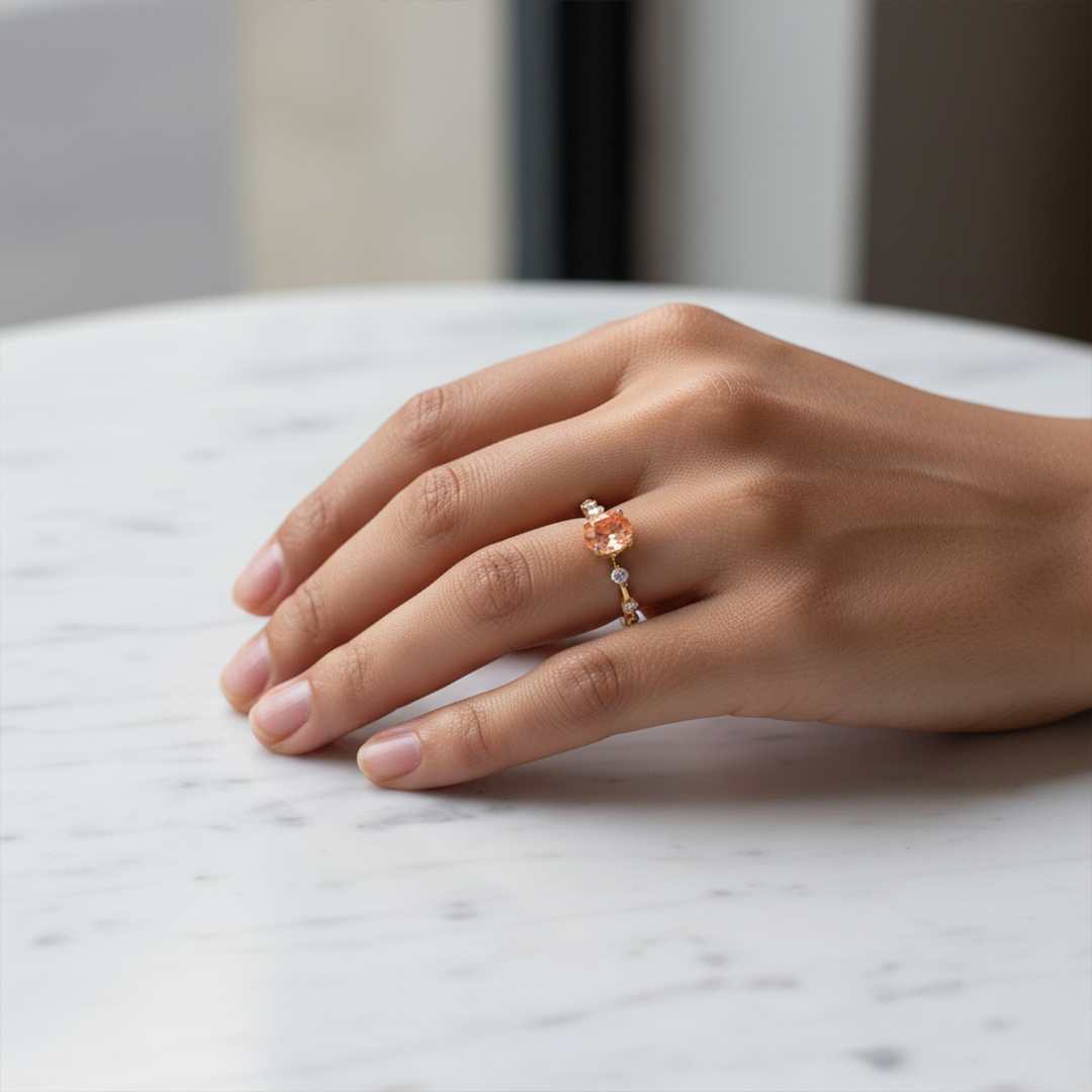 Multiple Sclerosis Awareness-Orange Three Stone Diamond Ring