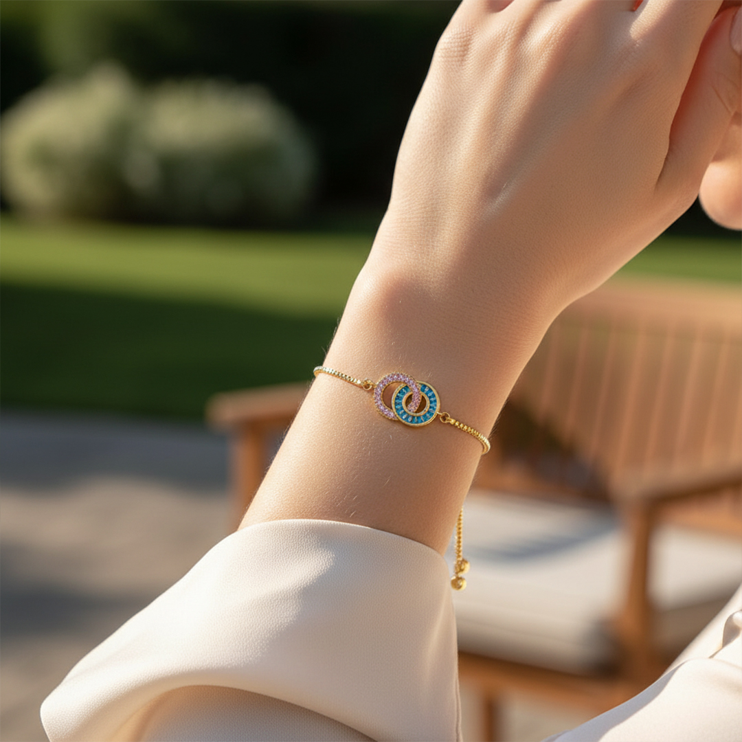 Mother & Daughter Customized Birthstones Circle Bracelet