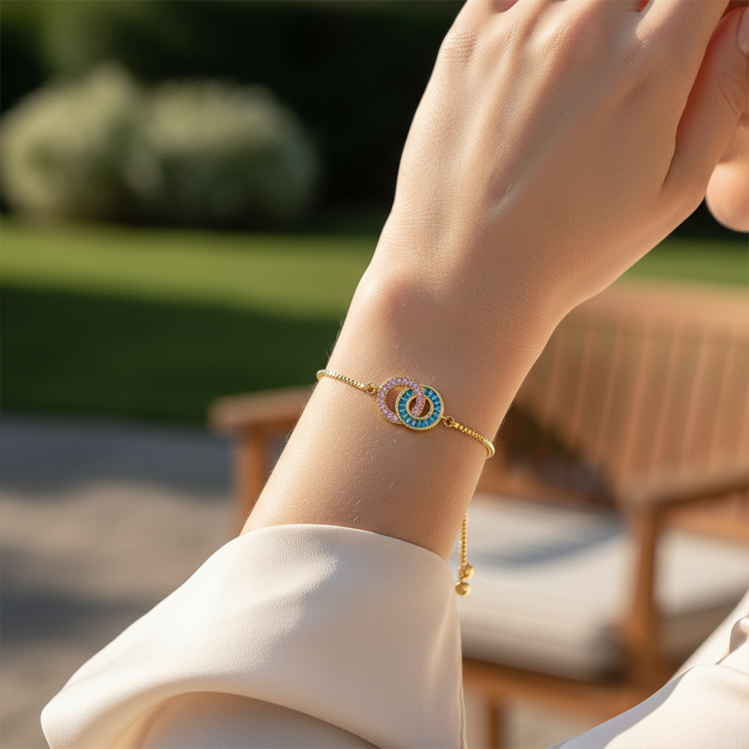 Mother & Daughter Customized Birthstones Circle Bracelet