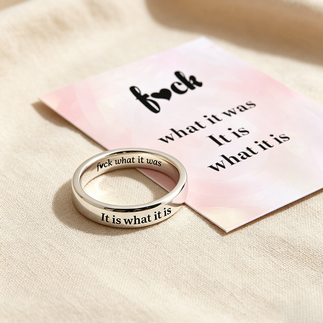 Fuck the Past Circle Engraved Ring