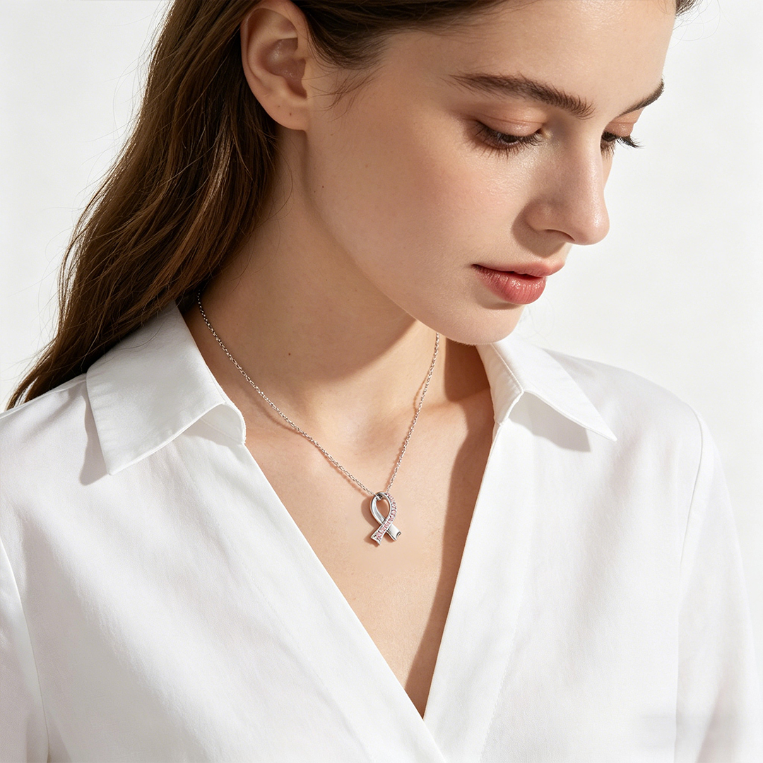 Breast Cancer Awareness-Pink Ribbon Necklace