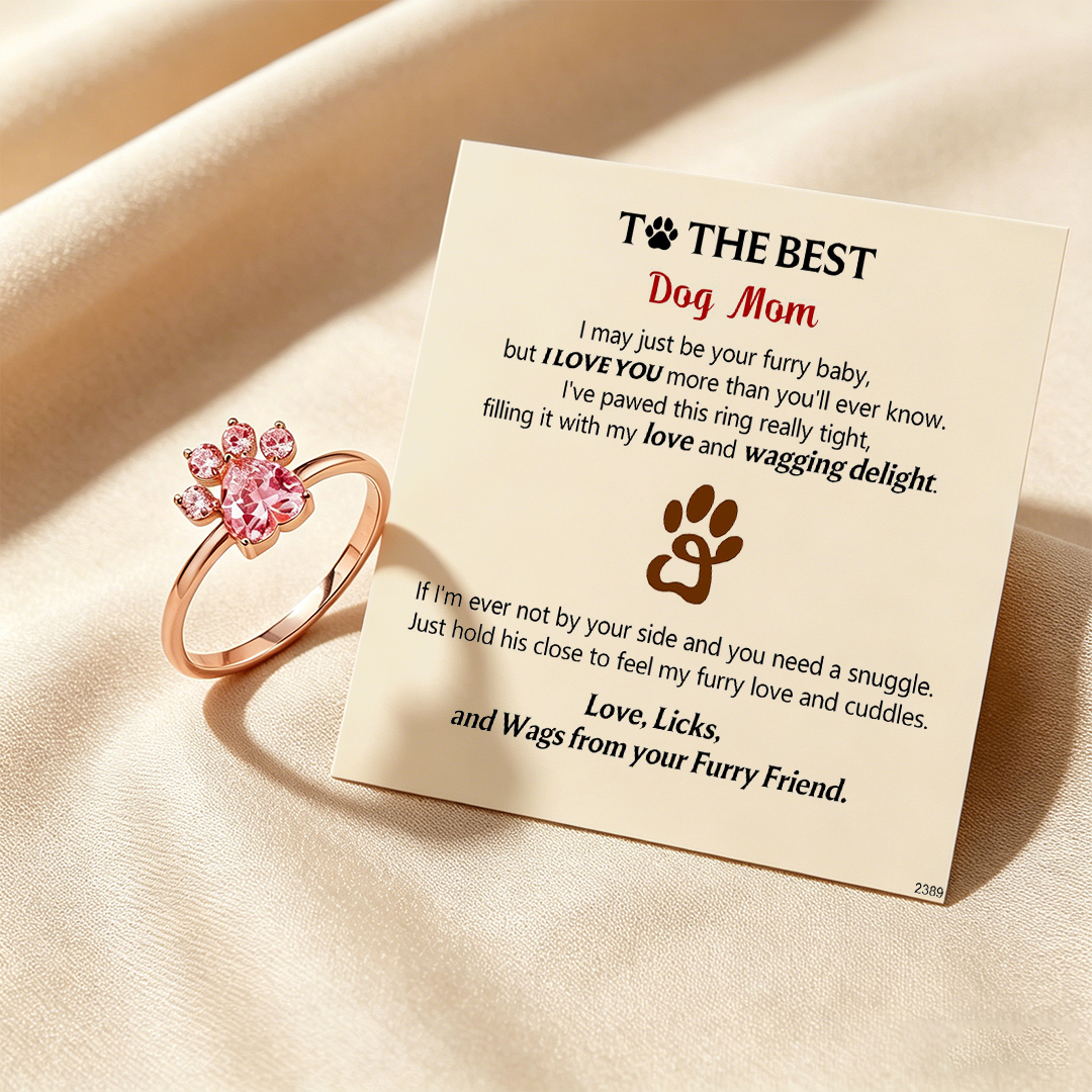 Full Diamond Paw Print Slim Ring