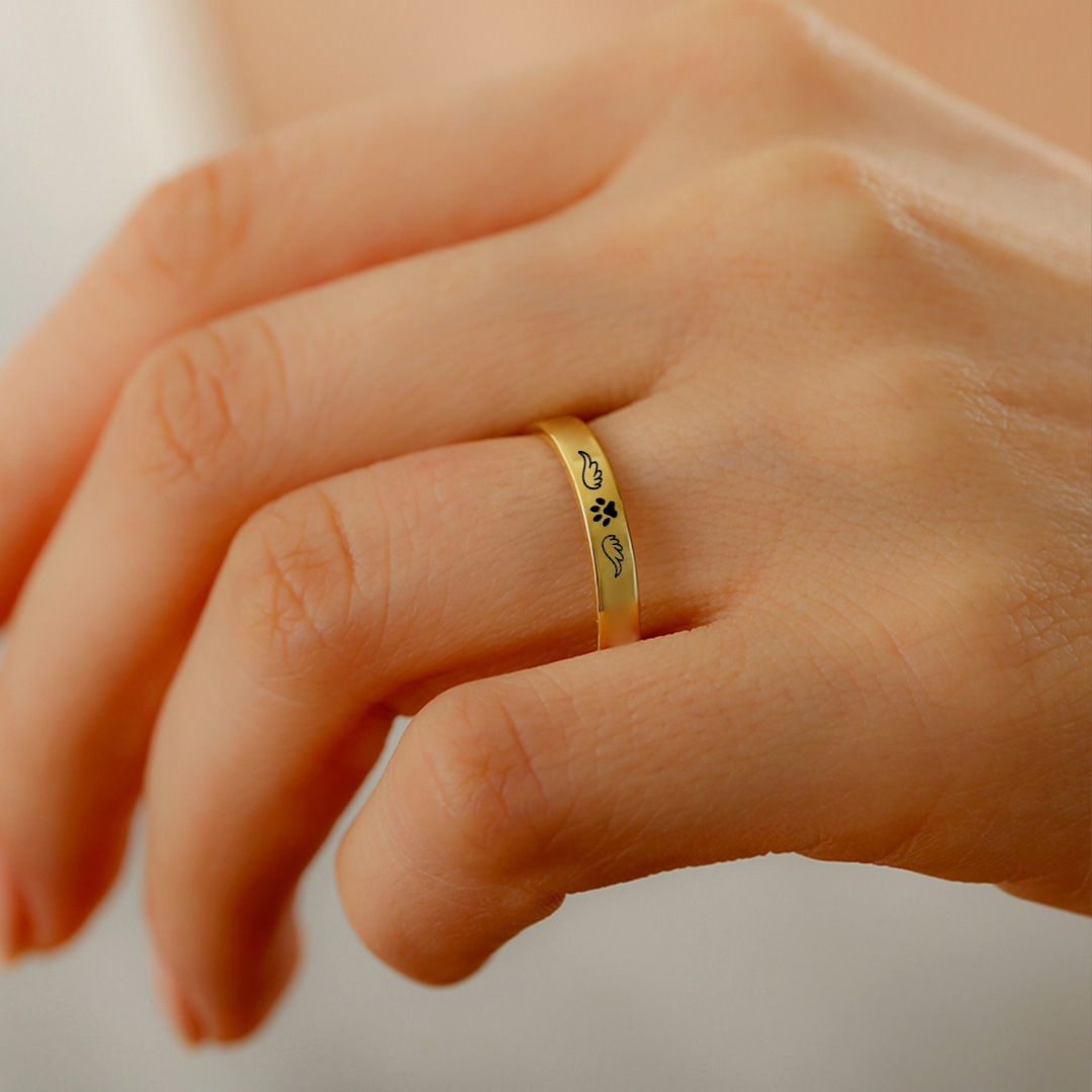 To My Furbaby in Heaven -Paw Print Wings Circle Ring