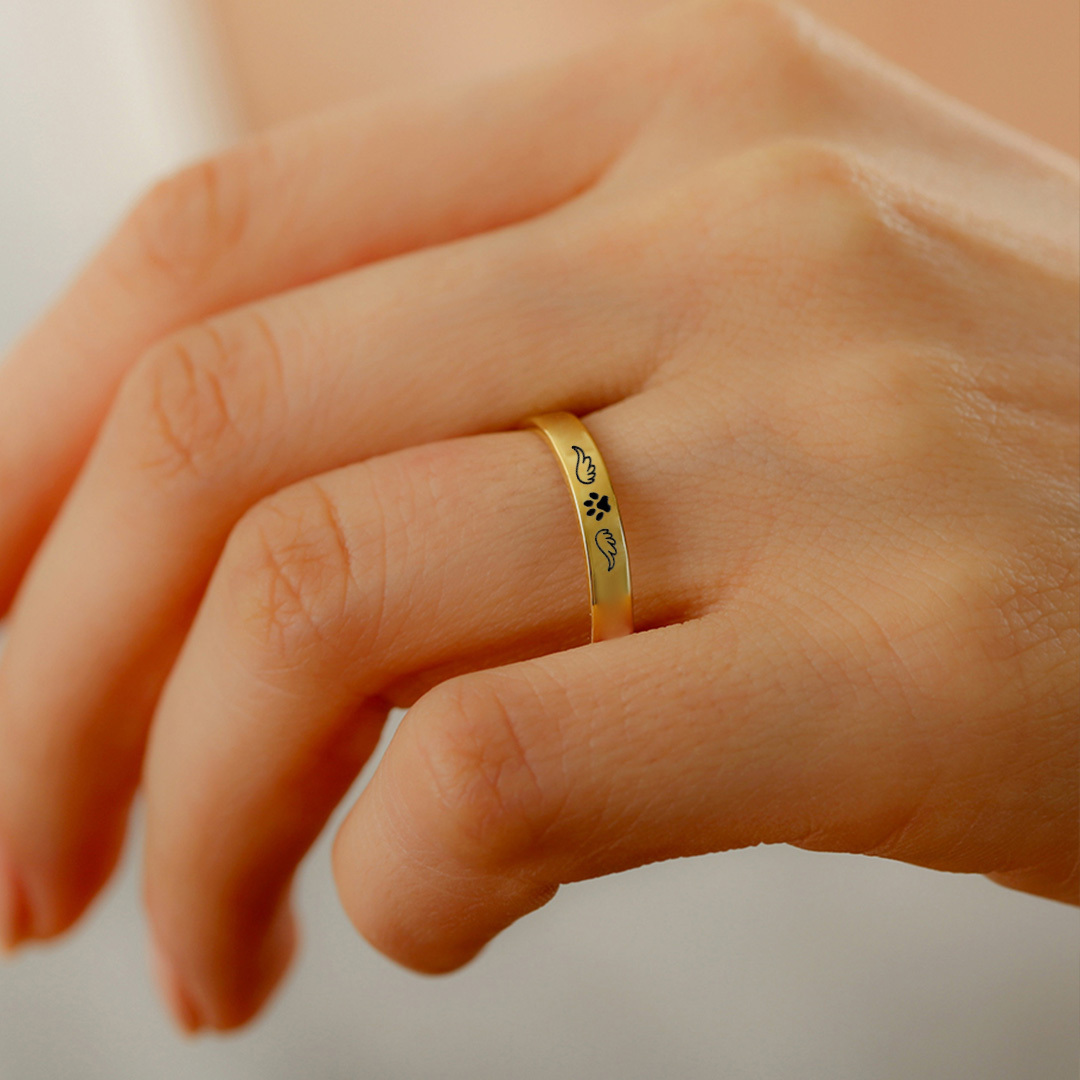 To My Furbaby in Heaven -Paw Print Wings Circle Ring