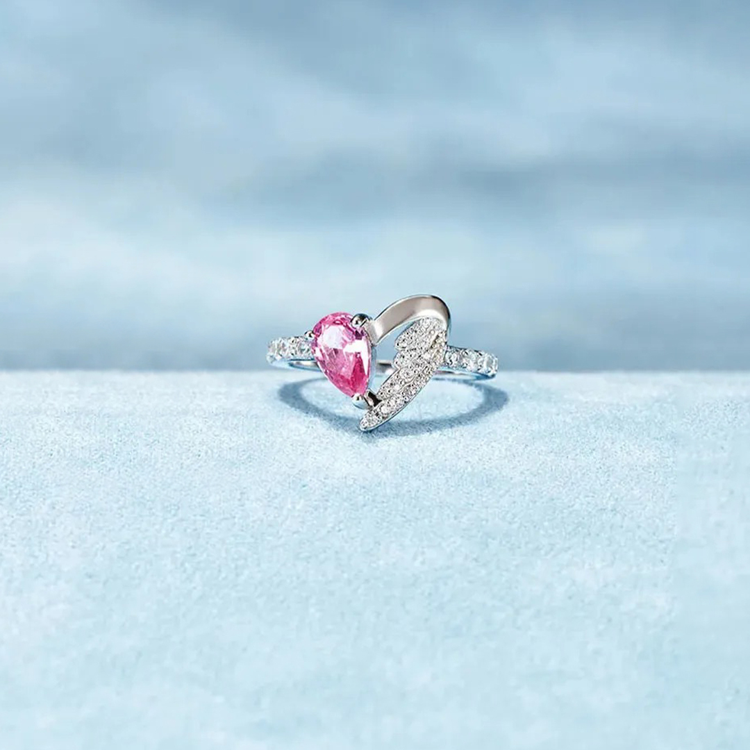 For Memorial - I  a wife to a husband with wings Heart Wings Ring