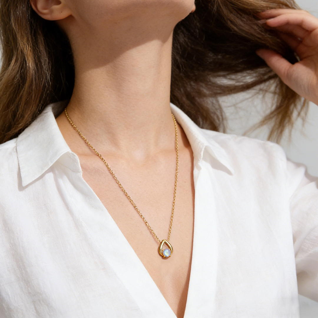 S925 New Beginnings Triangle Moonstone Necklace