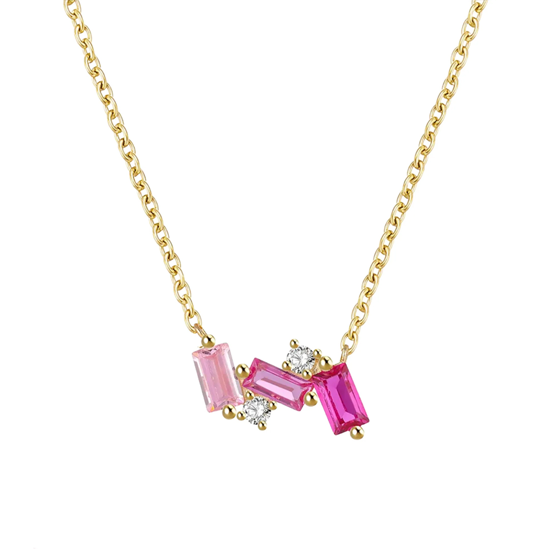 Breast Cancer Awareness-Pink Crushed Diamond Necklace