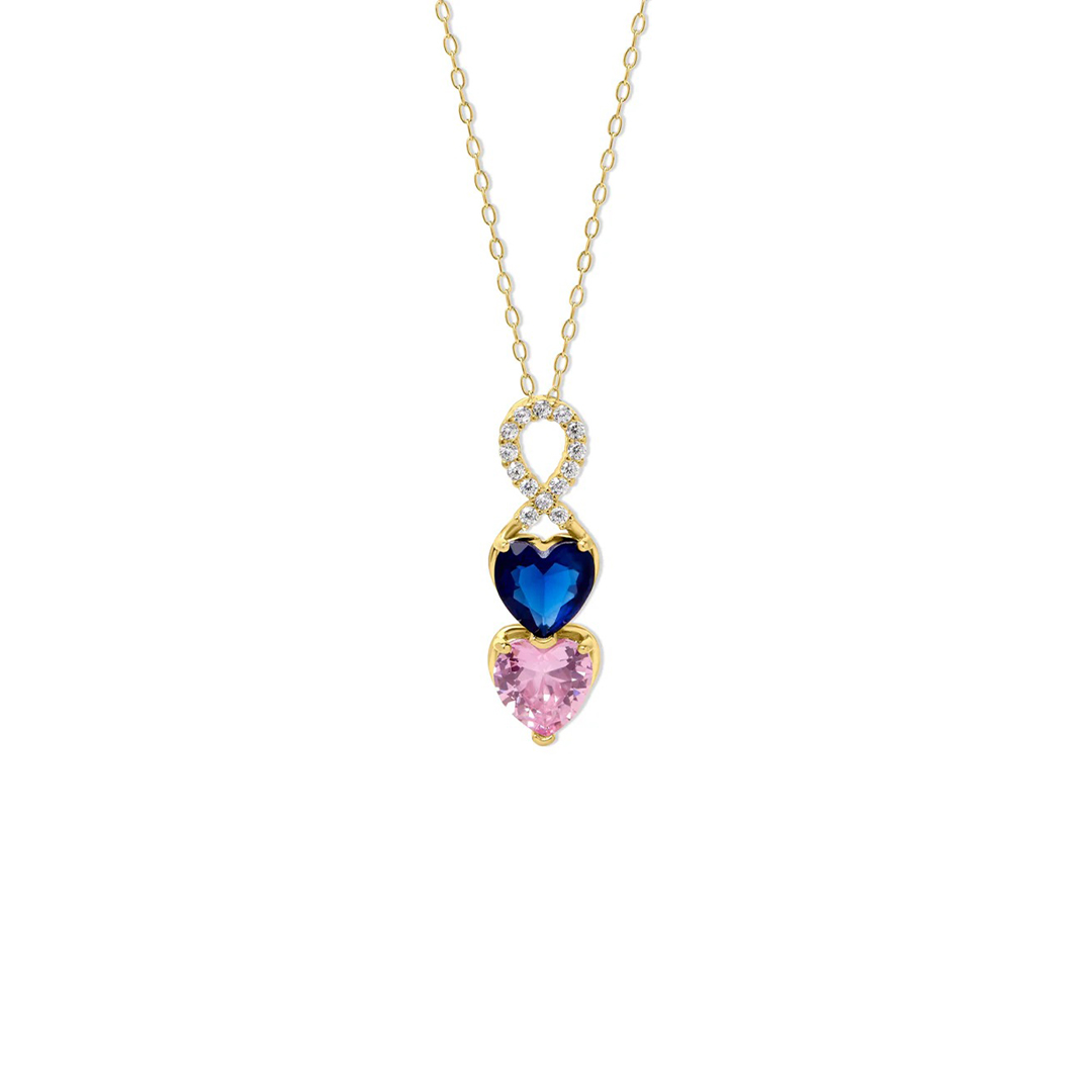 For Mom-Ribbon Heart Birthstone Personalized Necklace