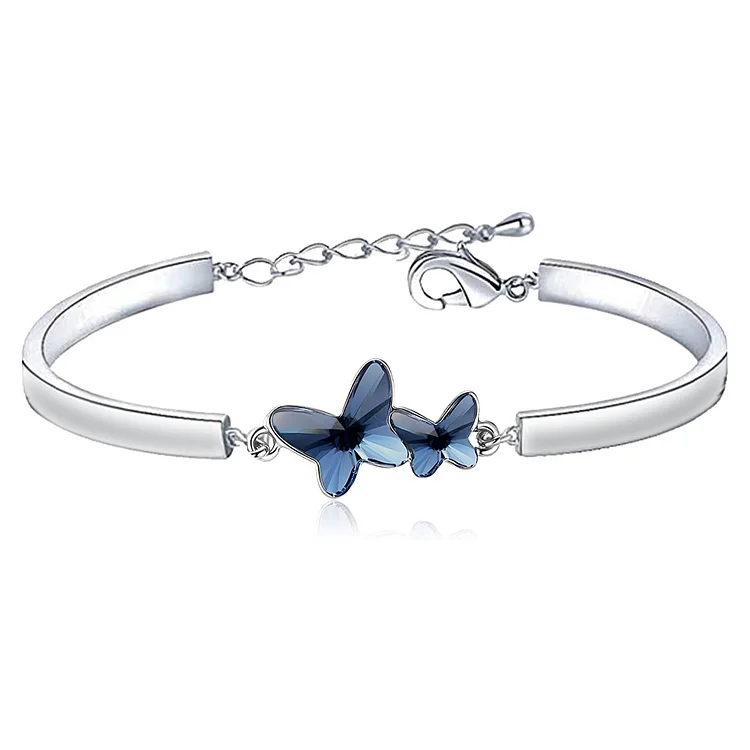 For Memory - They Never Go Away Blue Butterfly Crystal Bracelet