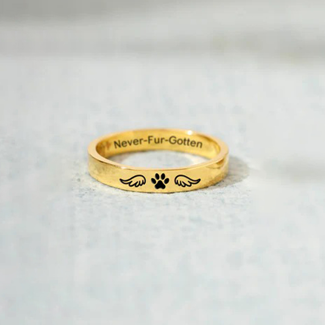 To My Furbaby in Heaven -Paw Print Wings Circle Ring