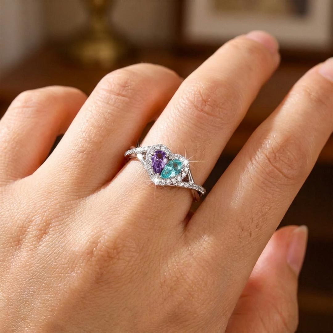 Suicide Prevention Awareness-Blue Purple Two Part Heart Ring