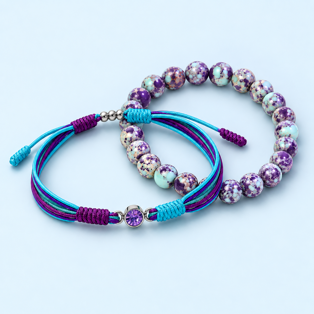 SUICIDE PREVENTION AWARENESS Diamond Cord Bracelet Set