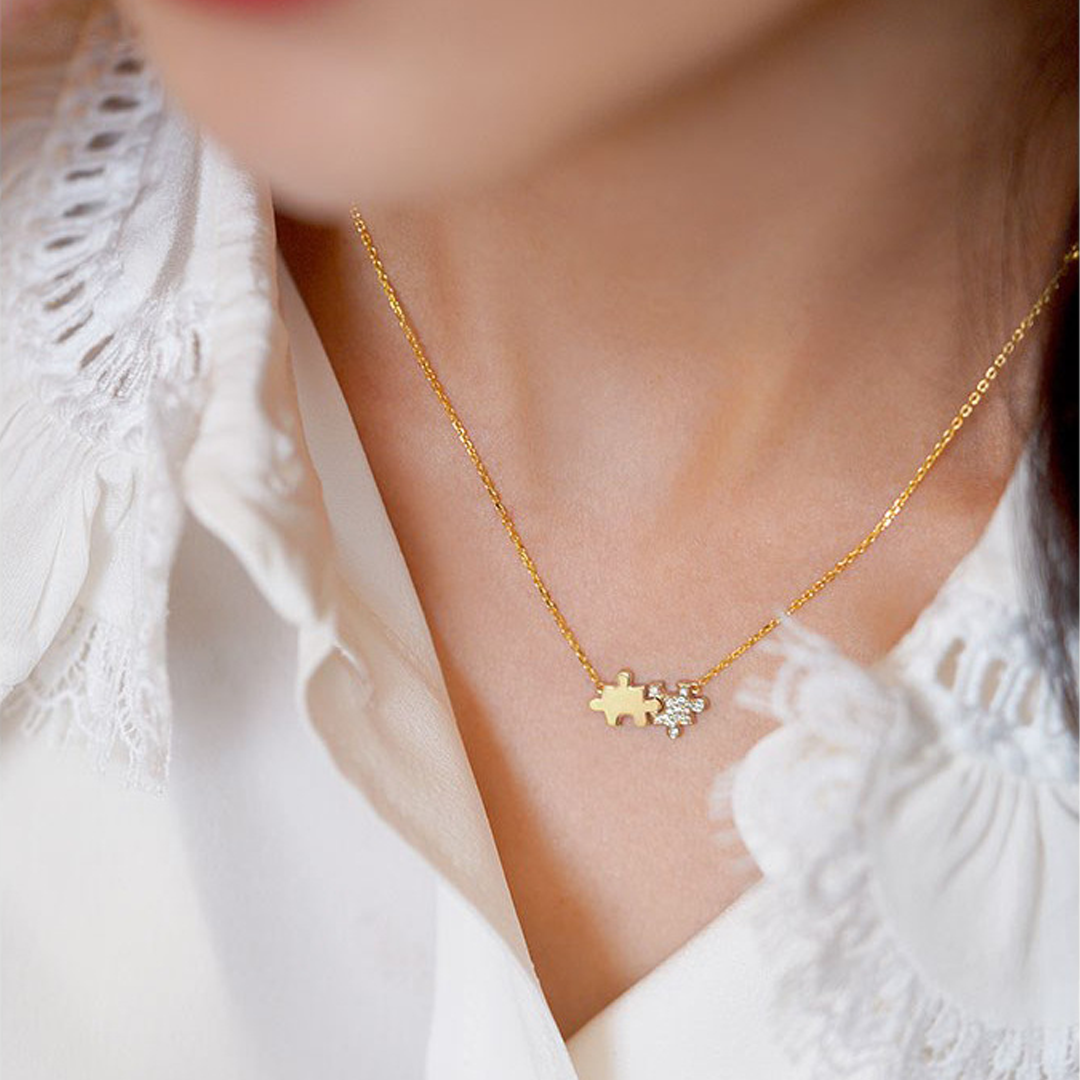 S925 Beautiful But Broken Pieces Fit Together Puzzle Necklace