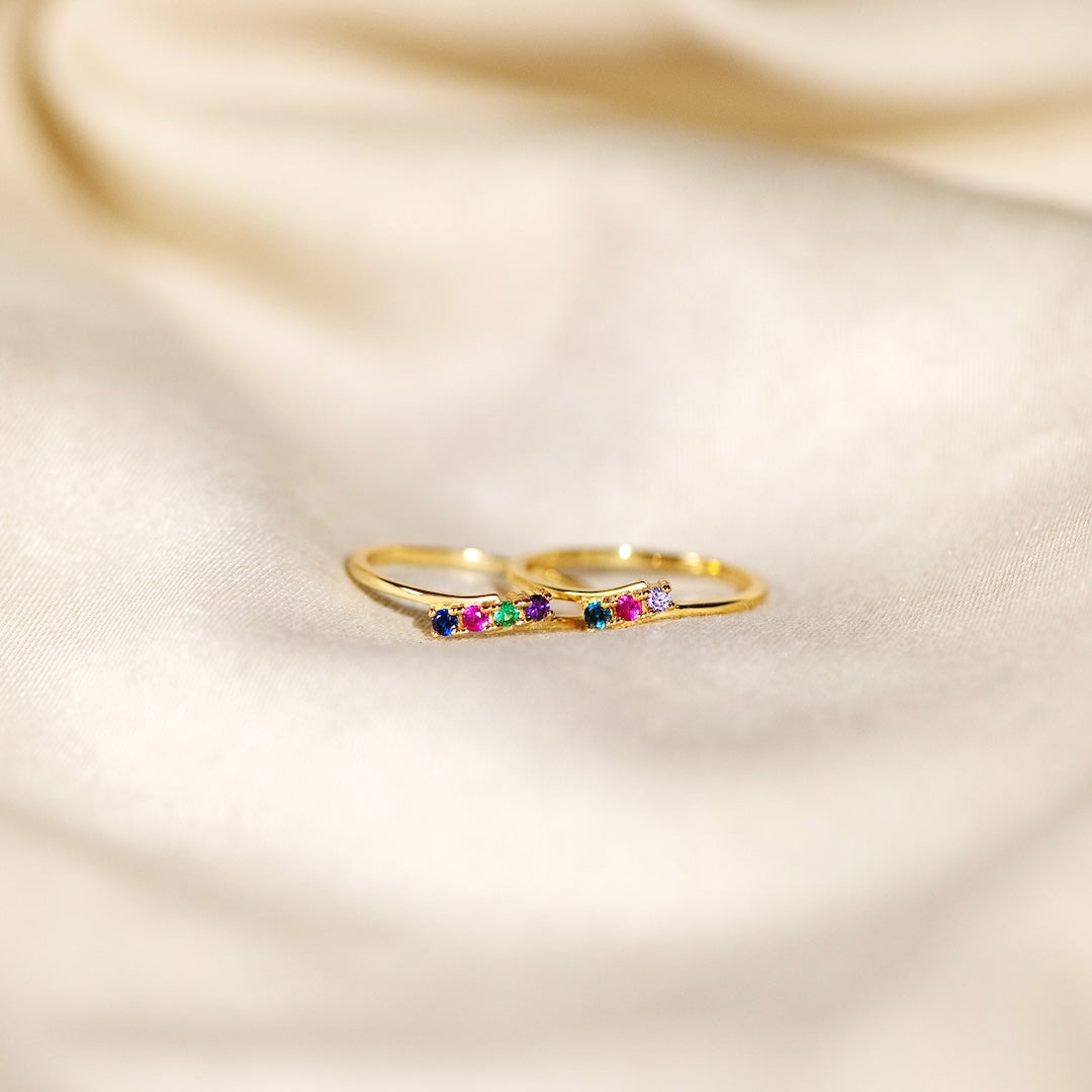 For Mother - Golden Route Birthstone Custom Ring