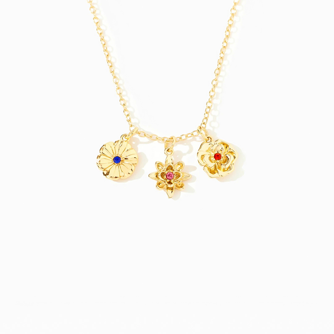 Grandma's/Mama's garden1-10 Three-Dimensional Birth Flowers Necklace