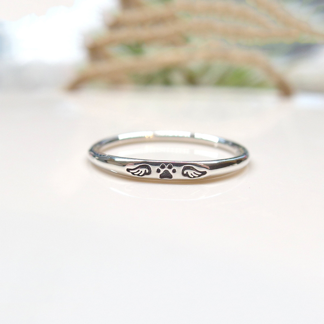 FOR MEMORIAL - My Four-legged Angel is Always Near By Tiny Paw With Wings Ring