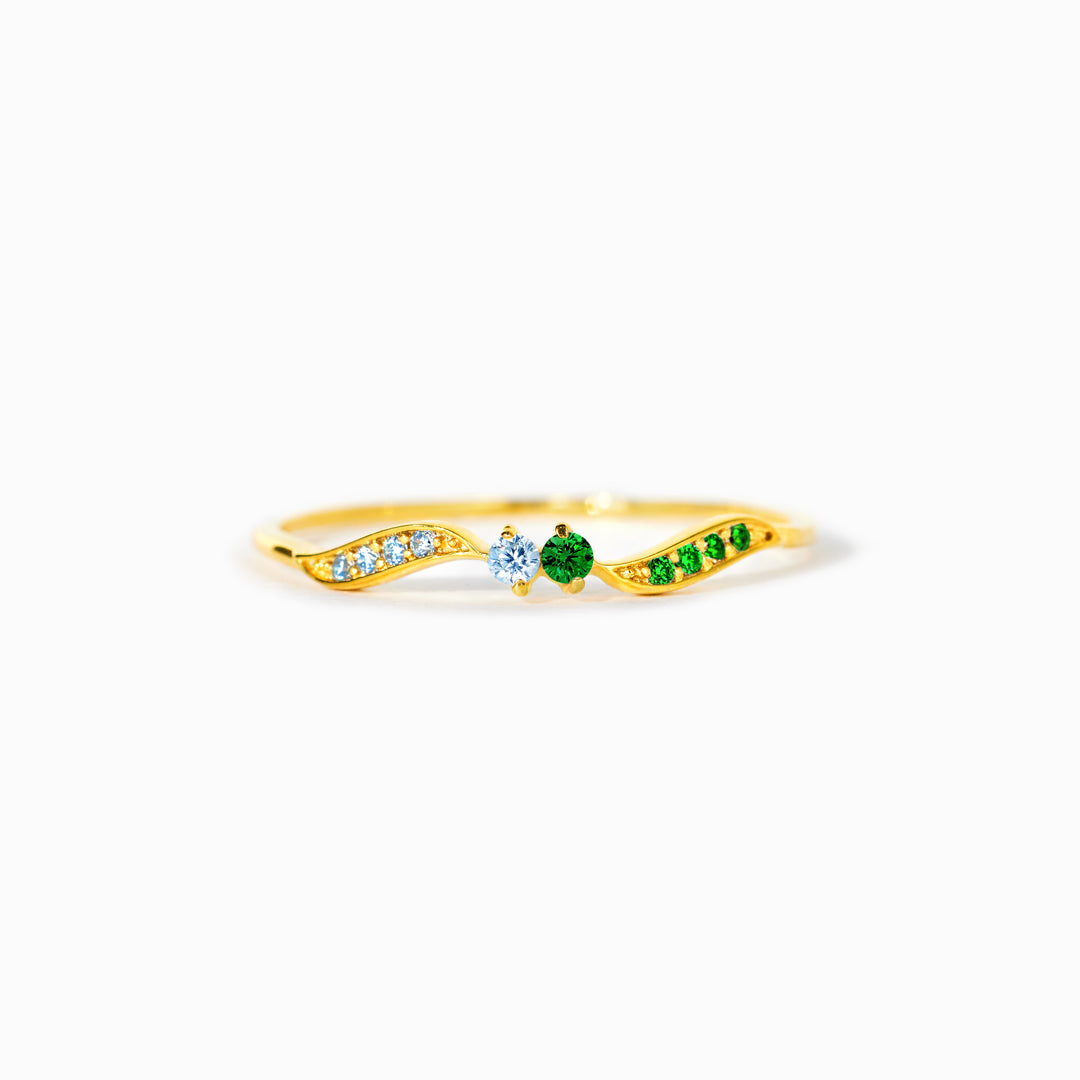 For Love - High Tide Or Low Tide Personalized Double Stone Wavy Ring