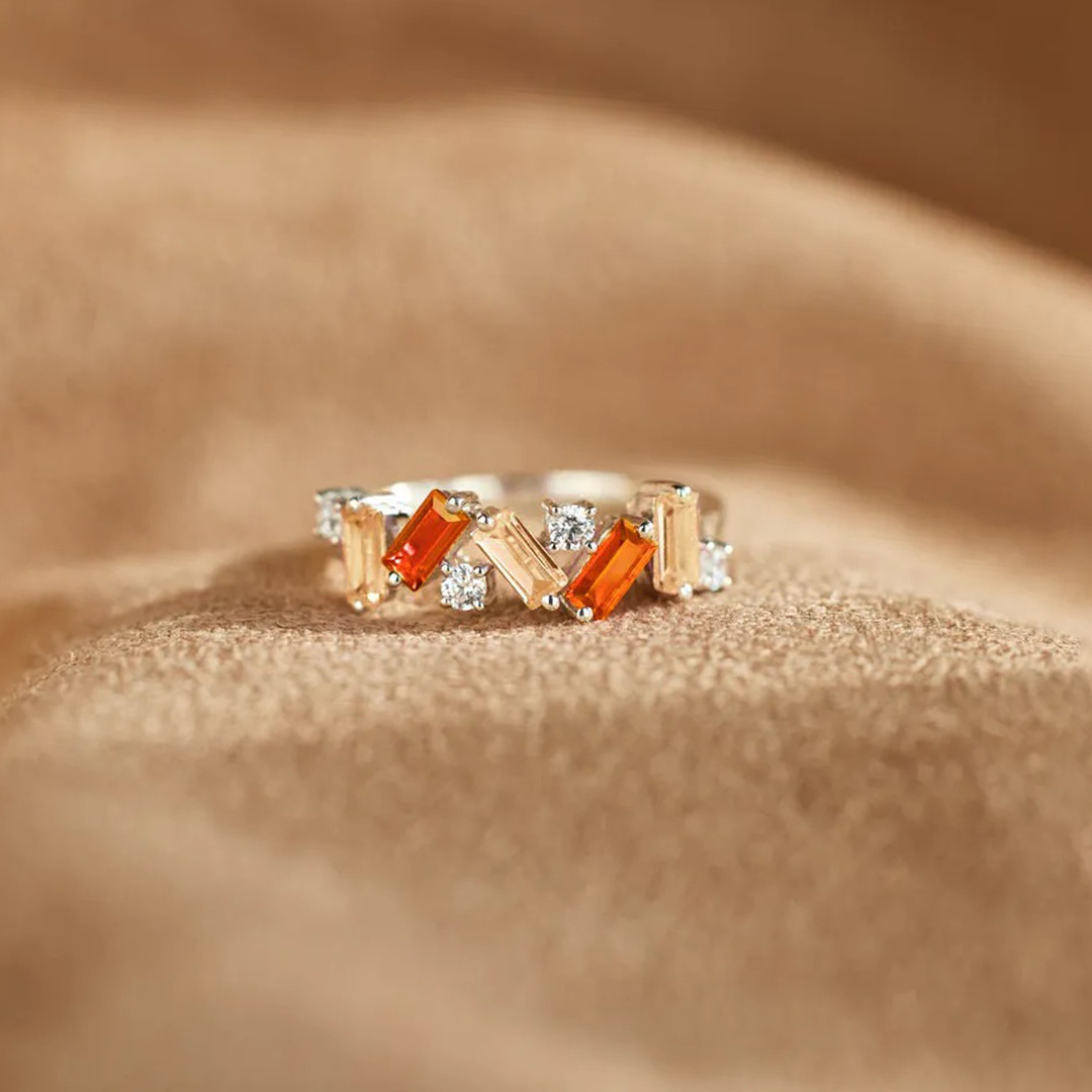 S925 Multiple Sclerosis Awareness Orange Broken Ring