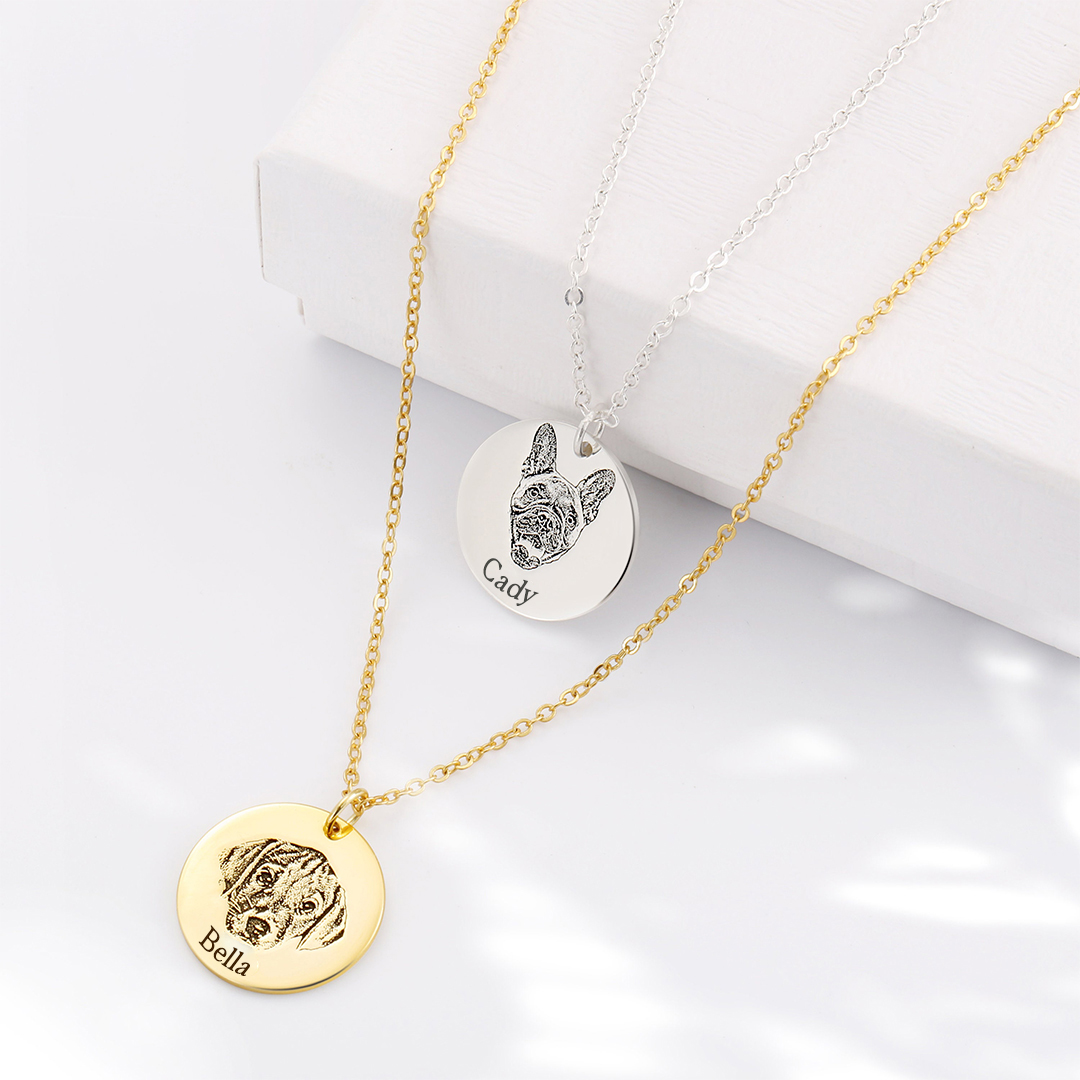 I crossed the rainbow bridge-Custom Pet Face and Name Portrait Necklace