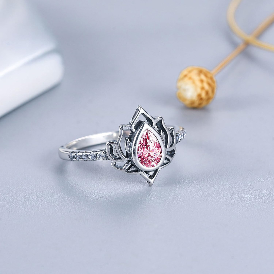 I Wear Pink For Myself To Defeat Breast Cancer pink Lotus Flower Rings