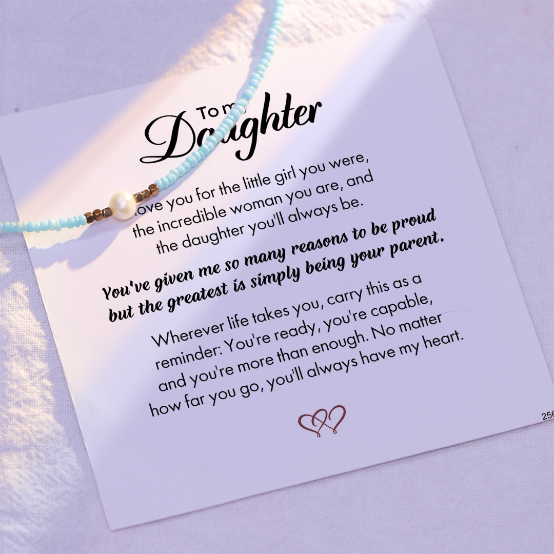 To my Daughter No matter how far you go, you'll always have my heart - pearl necklace