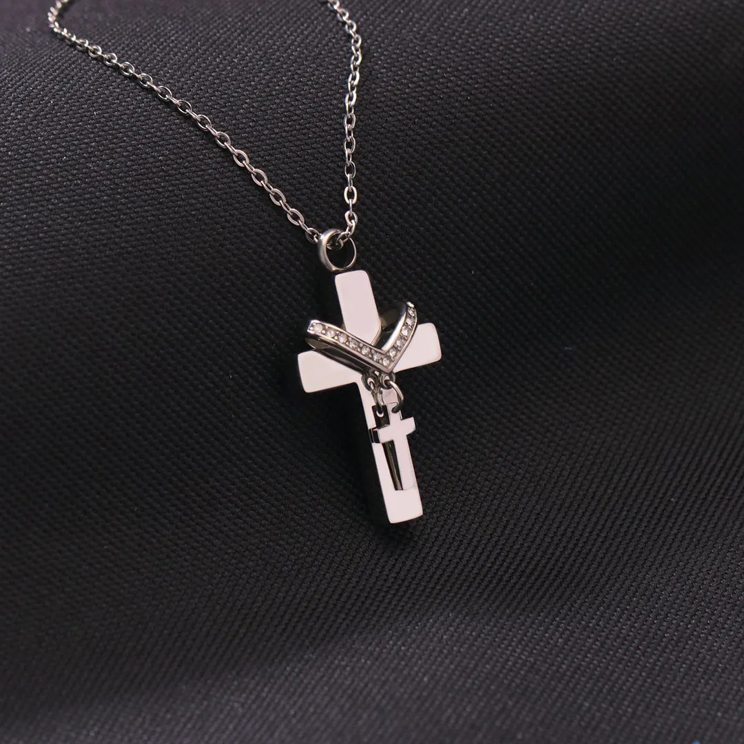 Custom Pet Name Cross Pendant Urn Necklace