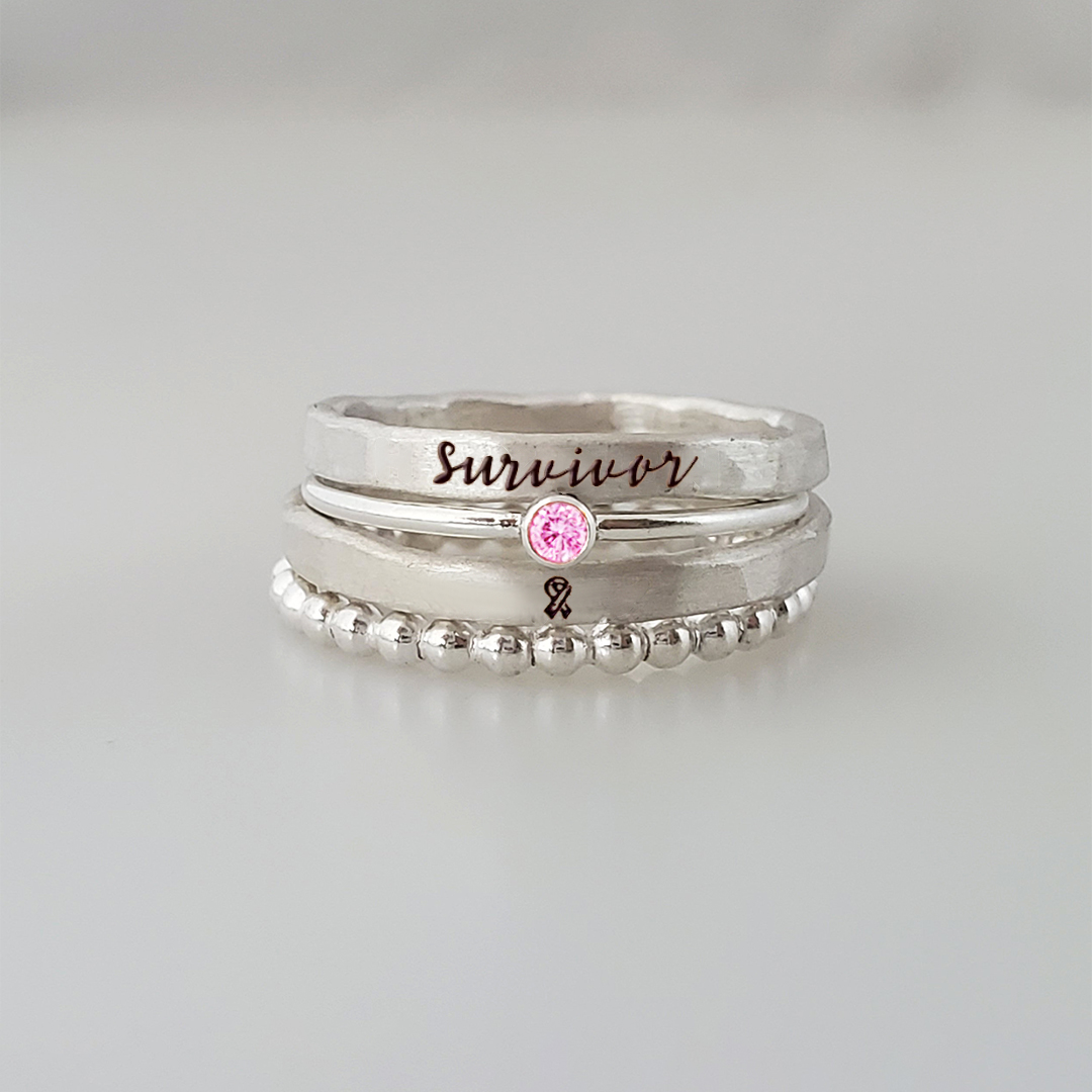 Breast Cancer Awareness-I Am Enough Four-layer stacking ring