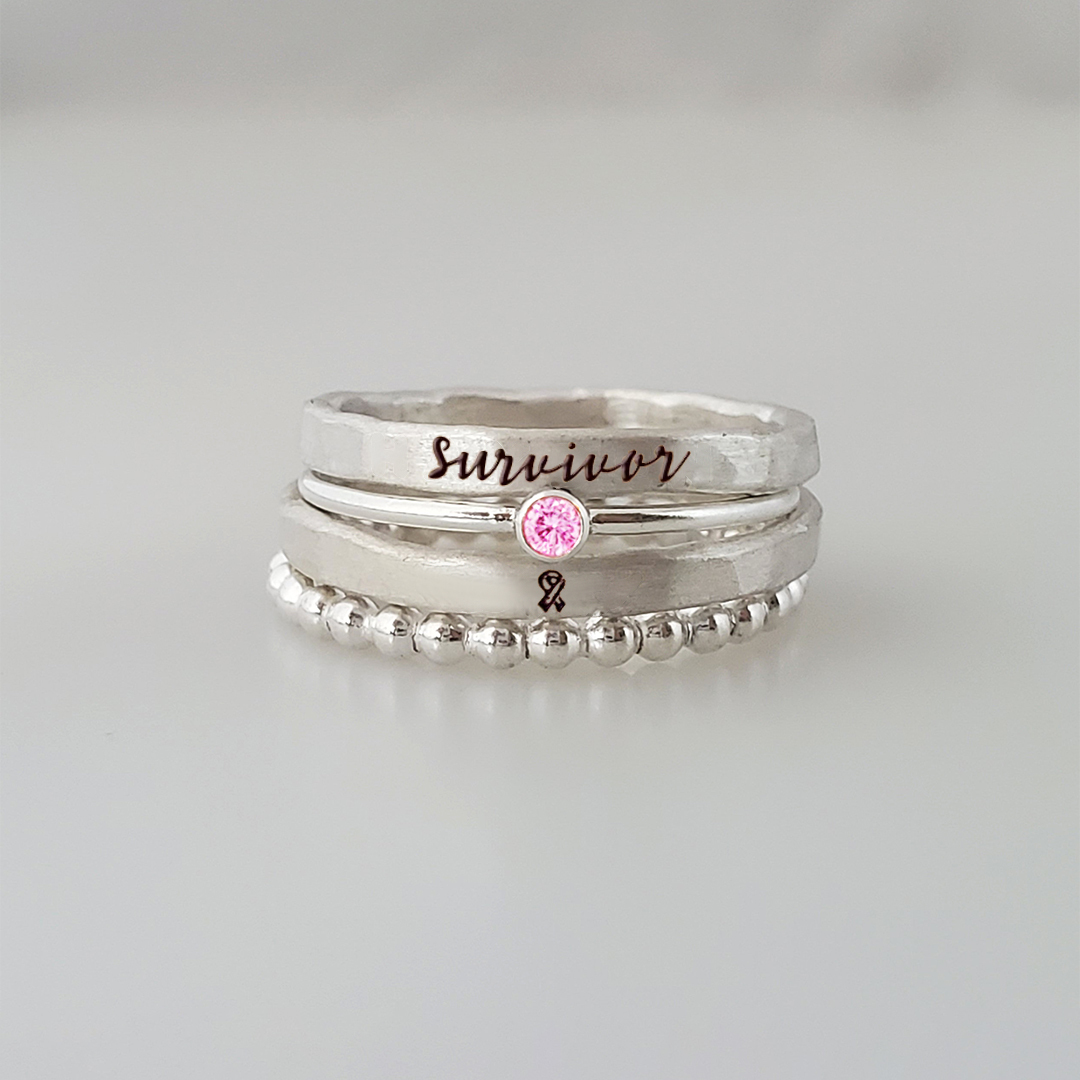 Breast Cancer Awareness-I Am Enough Four-layer stacking ring