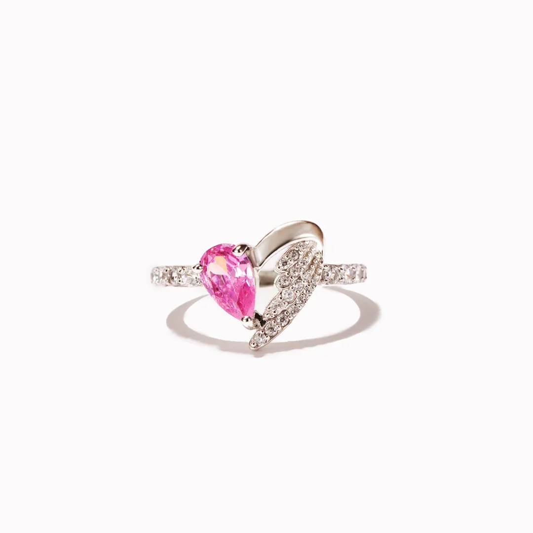 For Memorial - I am a mother to a son with wings Heart Wings Ring