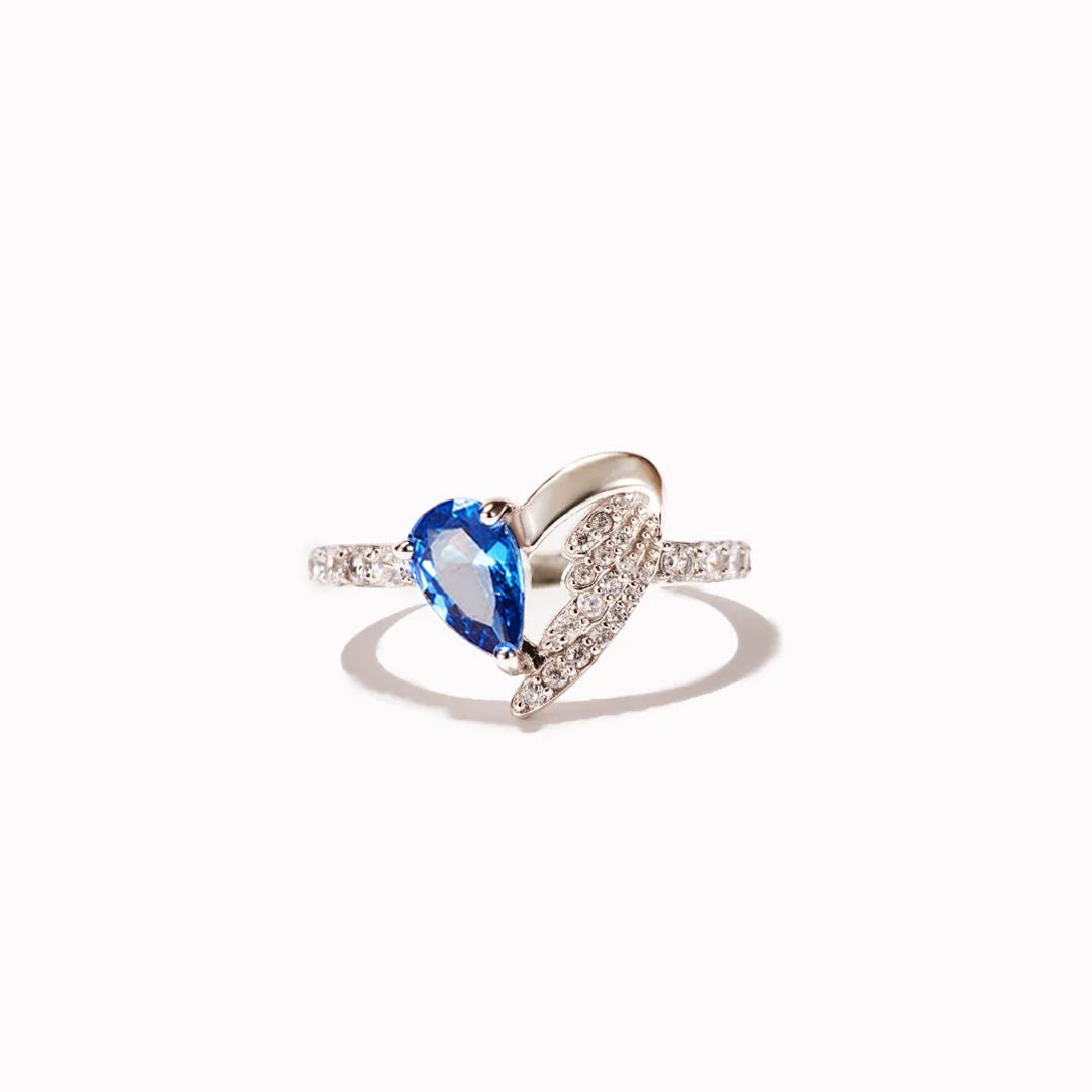 For Memorial - I am a mother to a son with wings Heart Wings Ring