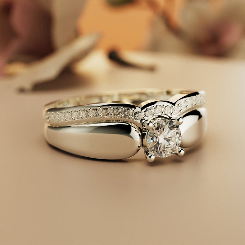 For Memorial - Until We Meet Again Single Diamond Wing-Stacking Ring