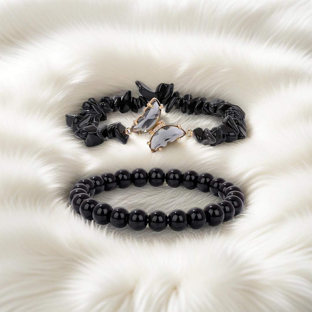 For Memorial-Butterflies are sent from  heaven above Double-layer crystal butterfly bracelet