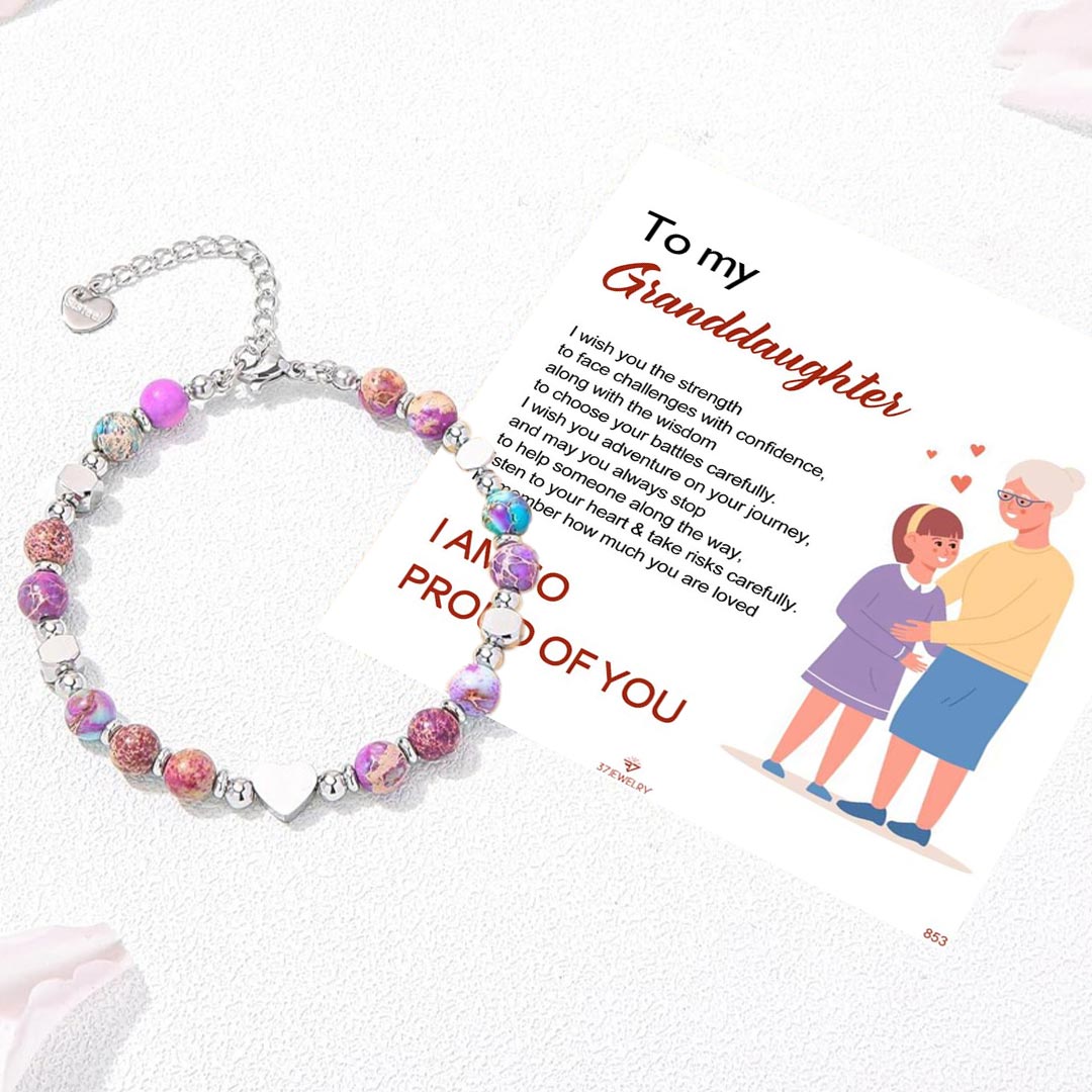 To My Granddaughter-I am so prond of you Heart Bracelet