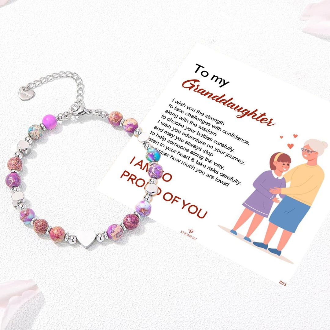 To My Granddaughter-I am so prond of you Heart Bracelet