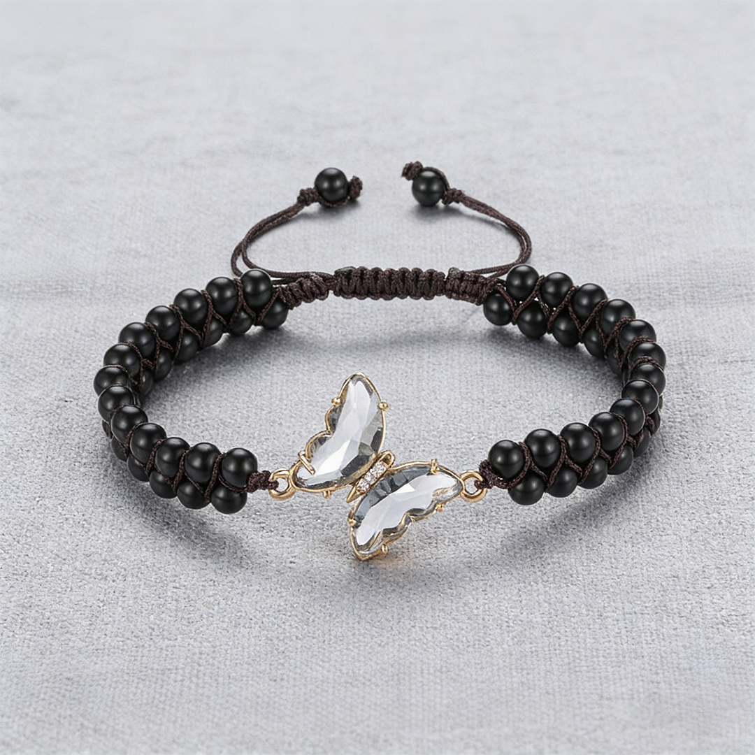 For Memory-Crystal Butterfly Woven Bracelet