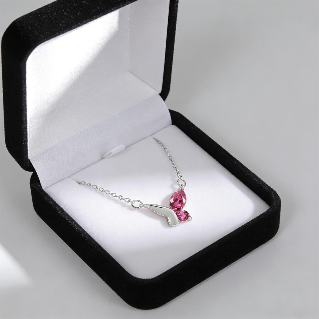 Pink Half Butterfly Necklace