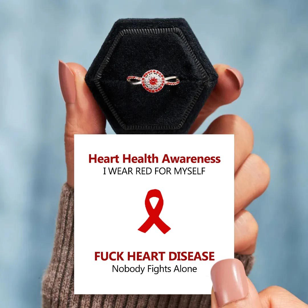 Heart Health Awareness-Red Round Diamond Infinity Ring