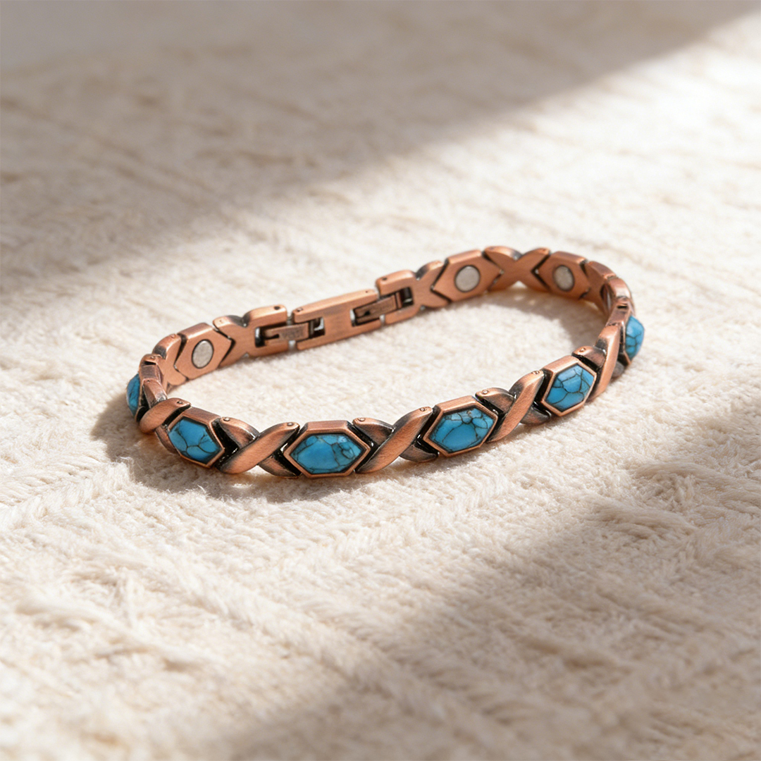 Colorectal Cancer Awareness-Blue Turquoise Copper Bracelet