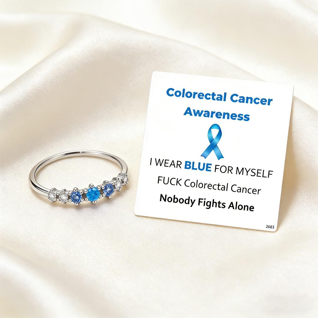 Colorectal Cancer Awareness-Blue Gradient Ring