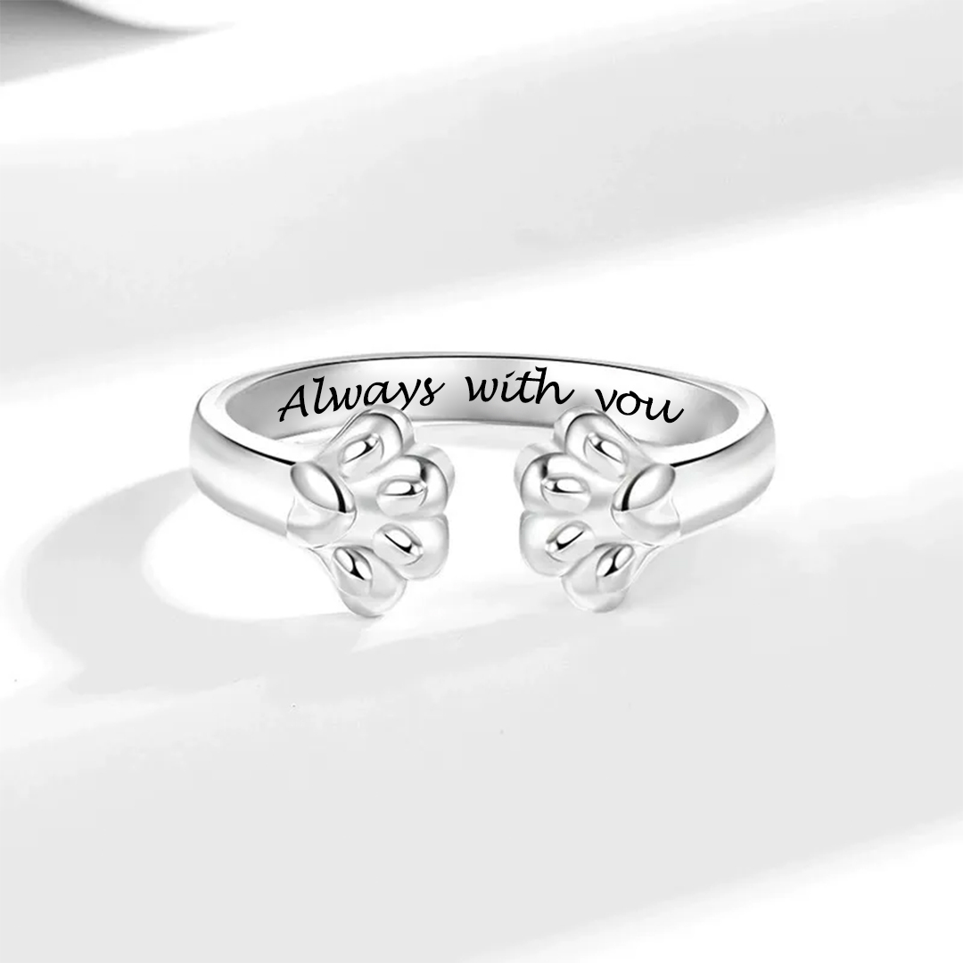 Engraved Paw Print Open Ring